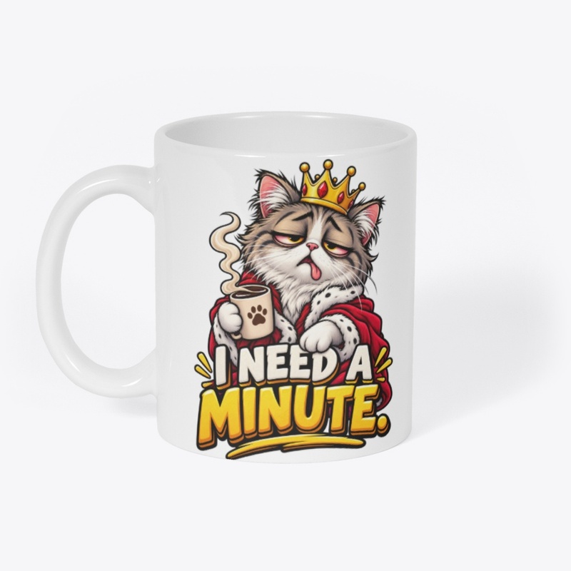 I Need a Minute Sleepy Cat Coffee Funny 