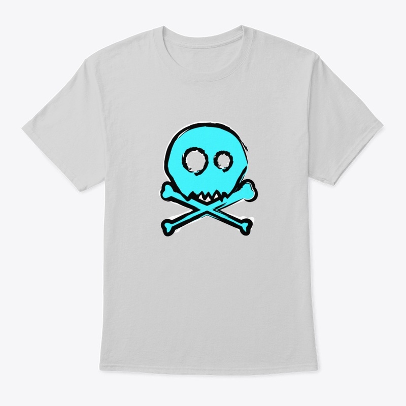 Blue Skull and Crossbones Scribble