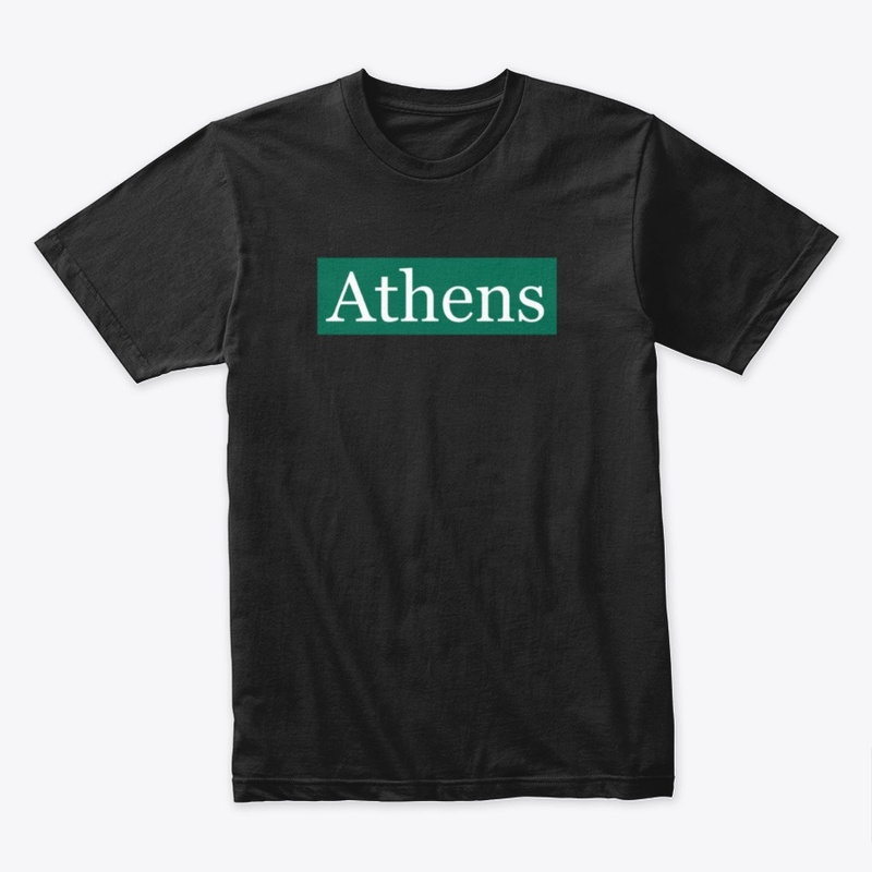 Athens Written in White on Green