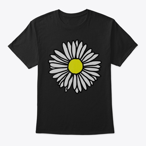 Womens Flower Bloom Daisy Tshirt For Wom Black T-Shirt Front