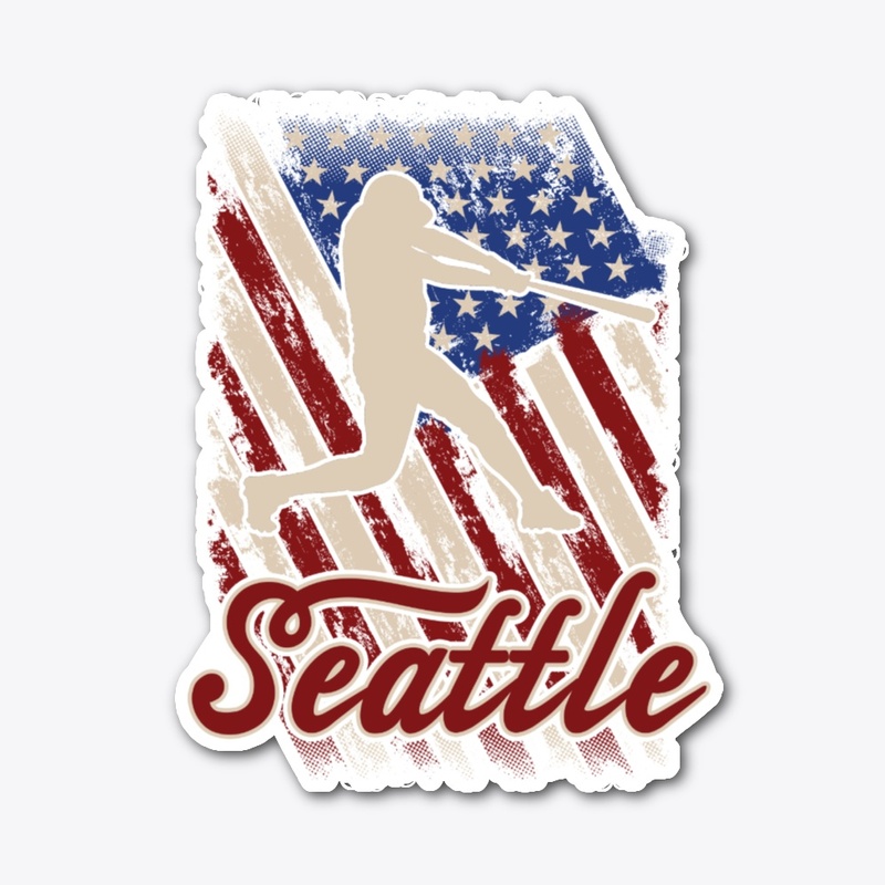 Patriotic USA Flag Seattle Baseball Fan
