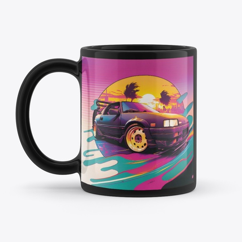 Neon Drive Black T-Shirt Front