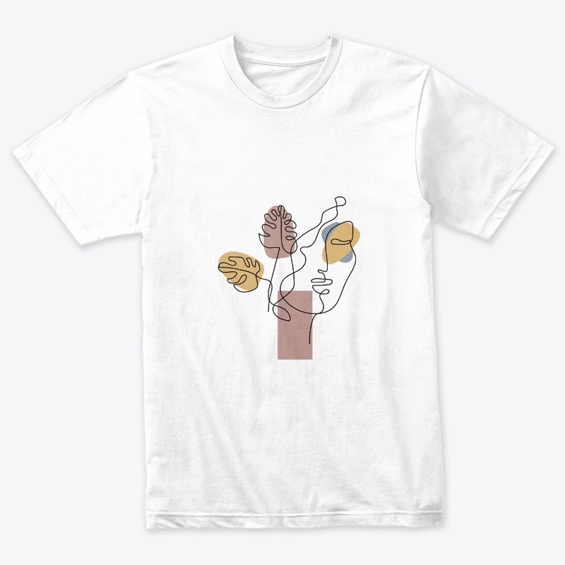 Abstract Woman Face Line Art T-Shirt,