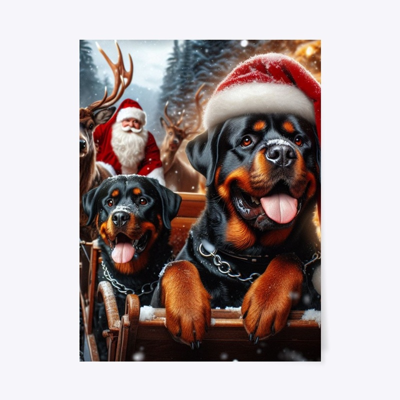 Rottweilers Santa Cart