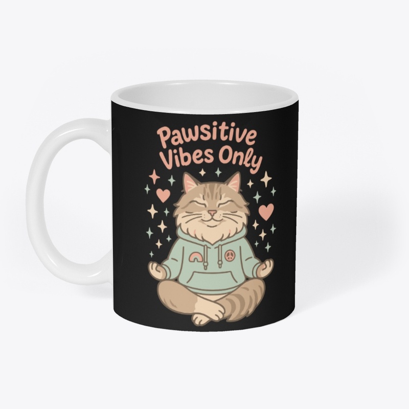 Pawsitive Vibes Only Cozy Cat Lounge Tee