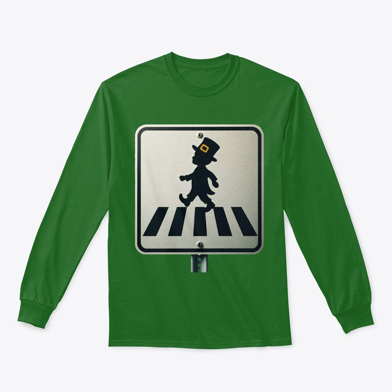 leprechaun silhouette crossing a road