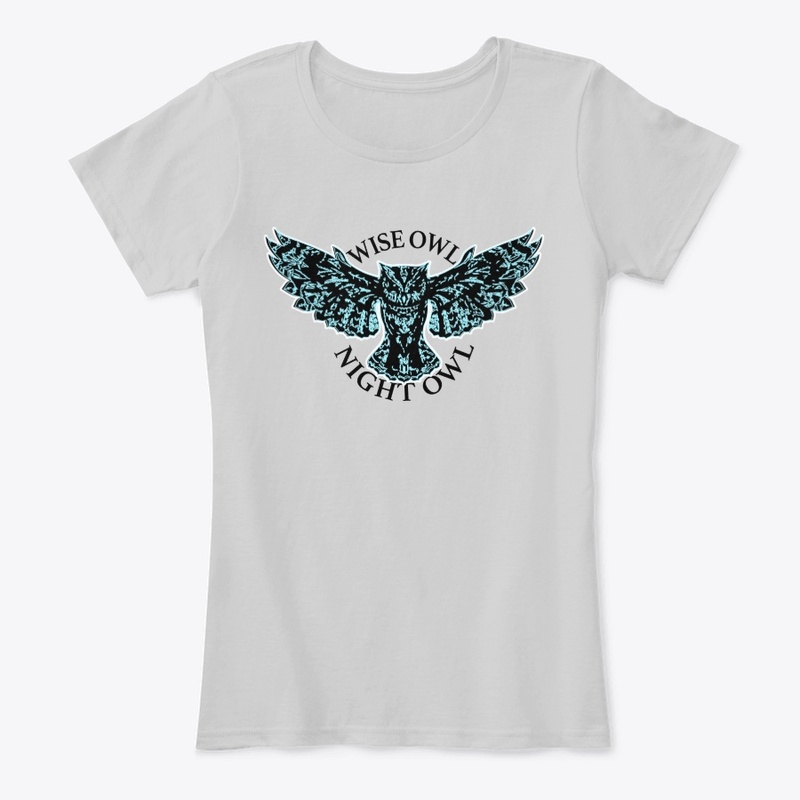 Trendy Wise Owl Bird Blue Open Wings