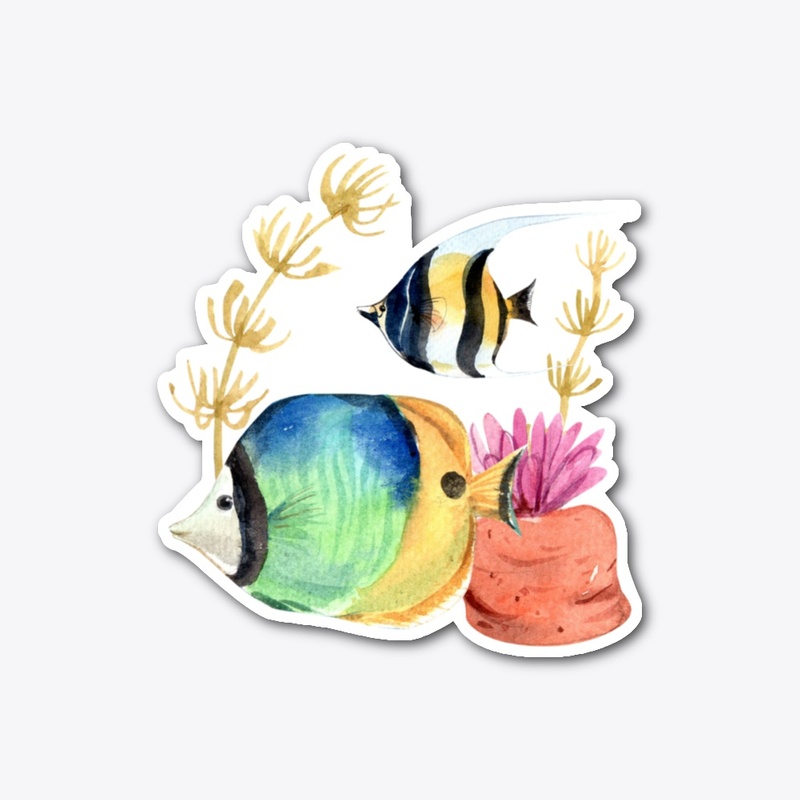 Watercolor reef fishes