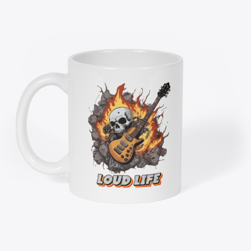 Loud Life – Rock Guitar Skull Flame Art