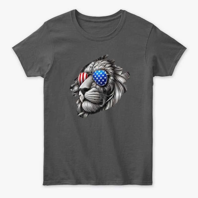 Lion Art with American Flag Sunglasses