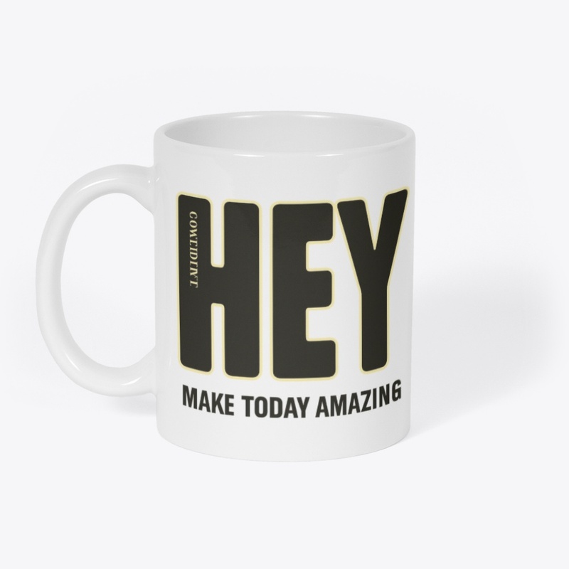 White T-Shirt Mockup with 'Hey' Text