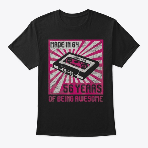 Vintage Best Of 1964 56 Th Birthday 56 Ye Black T-Shirt Front