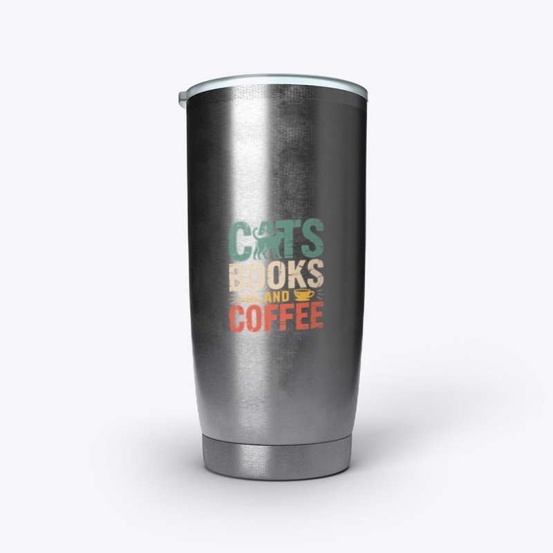 Cats Books and Coffee – Retro Reader Cat