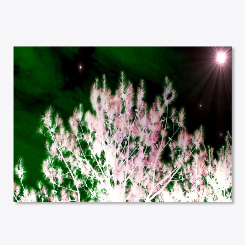 green and pink glowing tree 