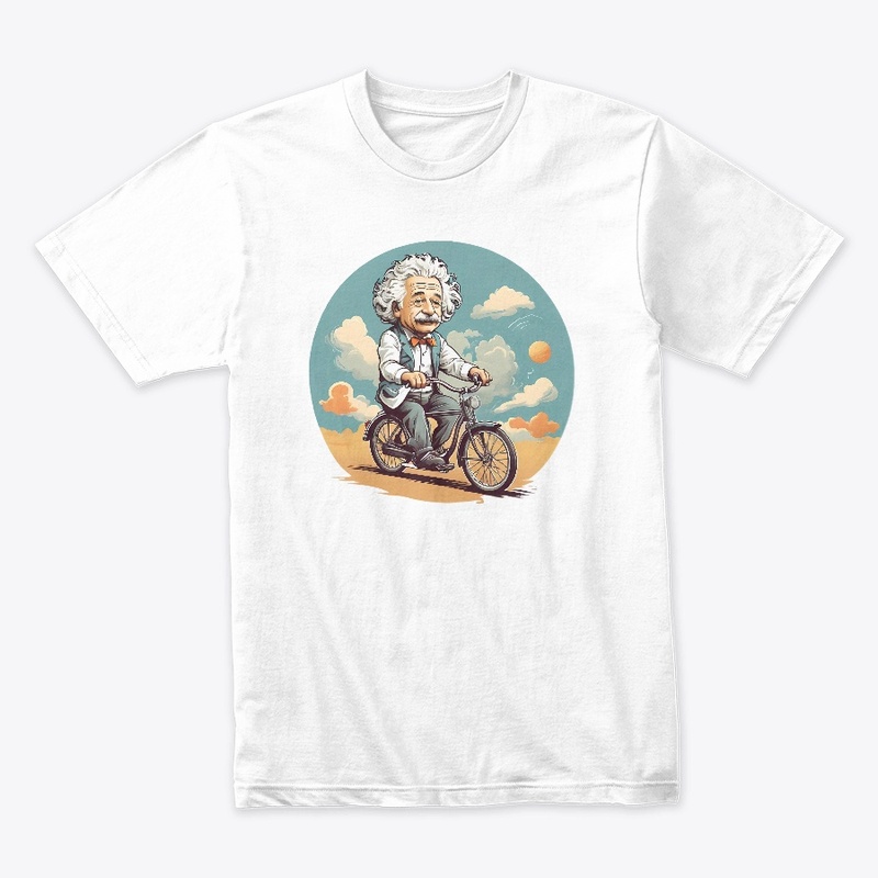 Albert Einstein rides bicycle