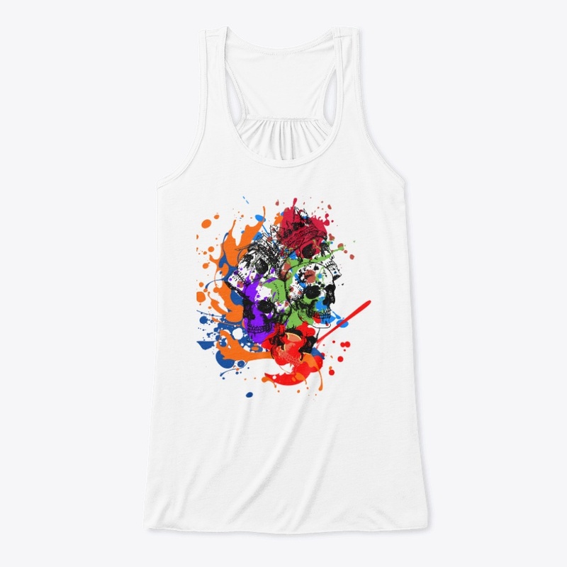 skull splash art design t-shirt T-Shirt