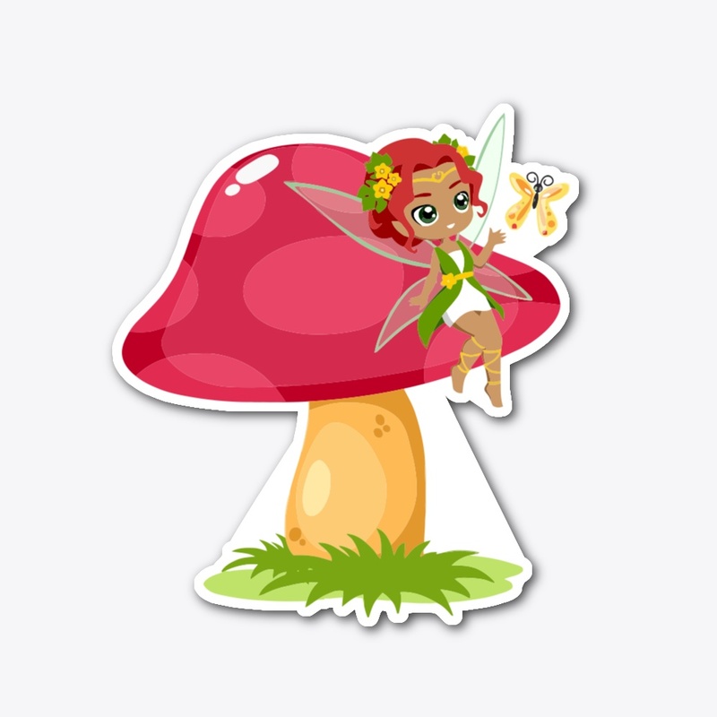 BUTTERFLY, MUSHROOM, FAIRY STICKER