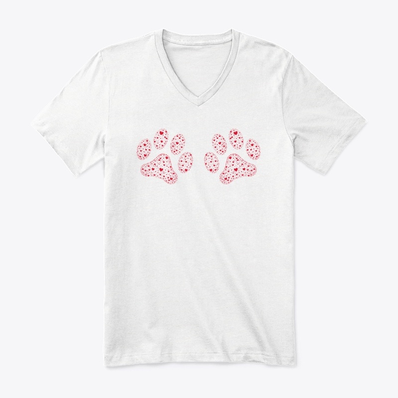 Red Animal Paws with Hearts