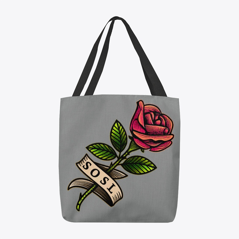 Single Rose printed tote in padparadscha