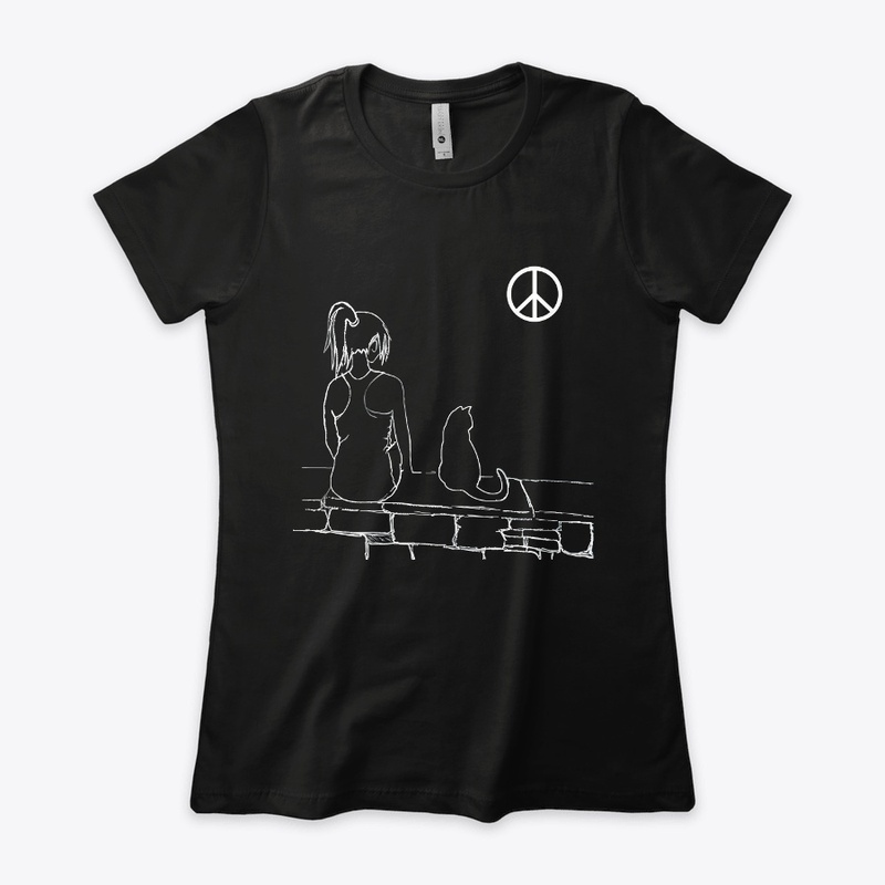 Girl Cat Moon Peace 