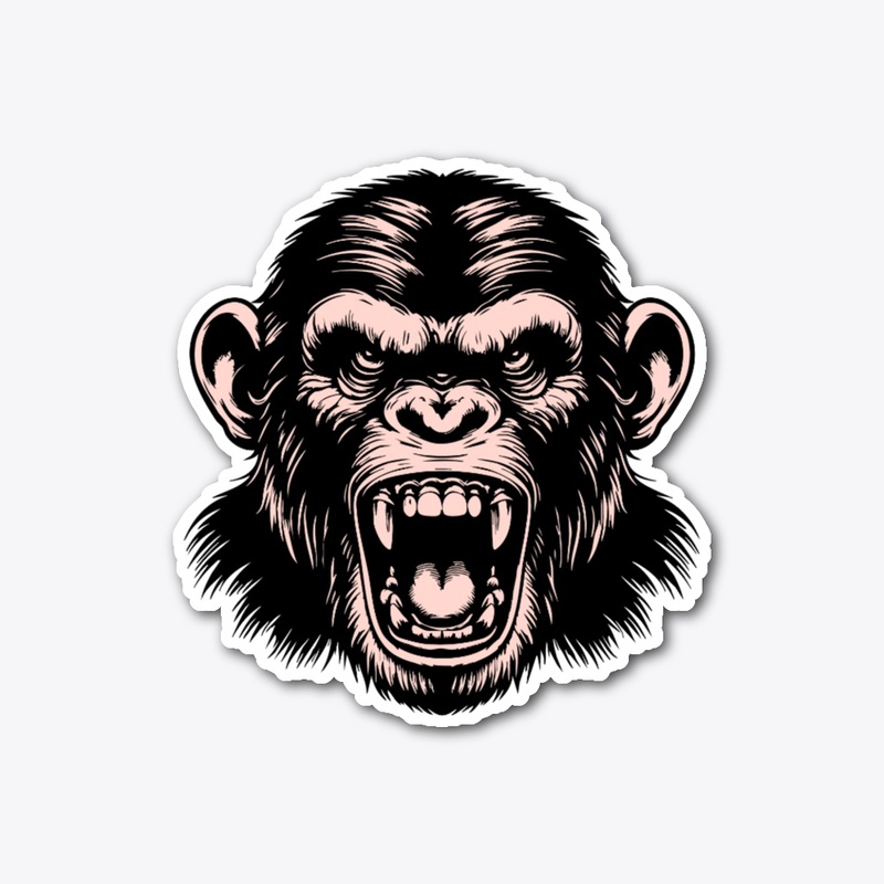 Angry Chimpanzee Head Graphic