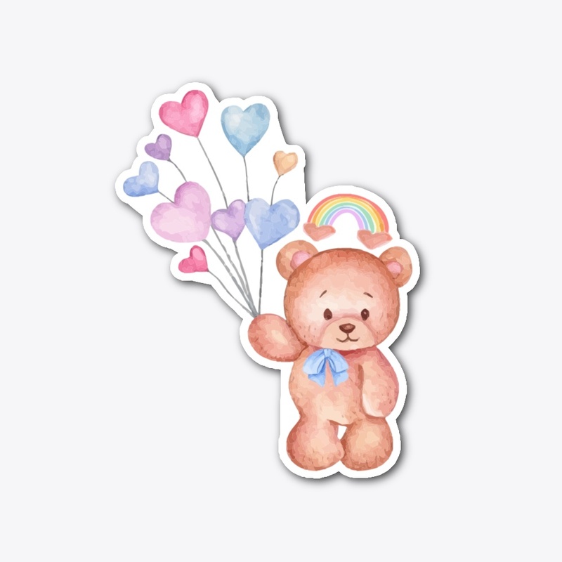 RAINBOW LOVE TEDDY BEAR STICKER