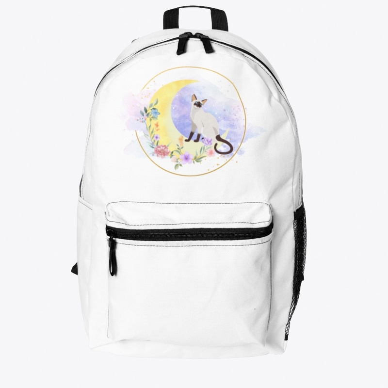 Siamese cat mom -moon and flowers