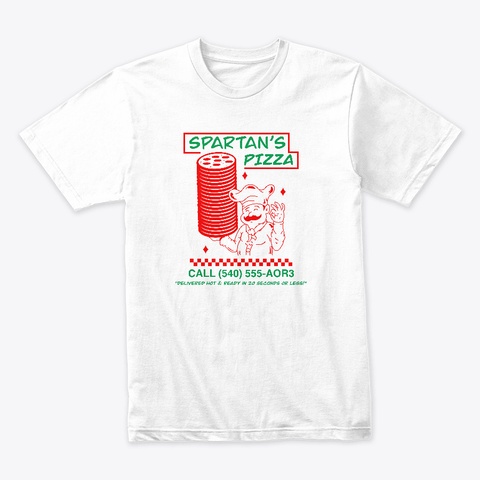 Spartan's Pizza White Camiseta Front