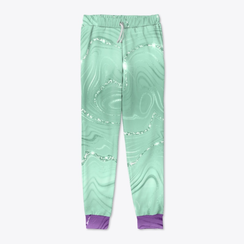 Green and Purple Swirl 2-Toned Joggers 