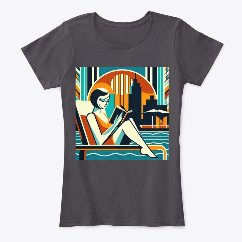 Woman Reading Poolside Art Deco Design