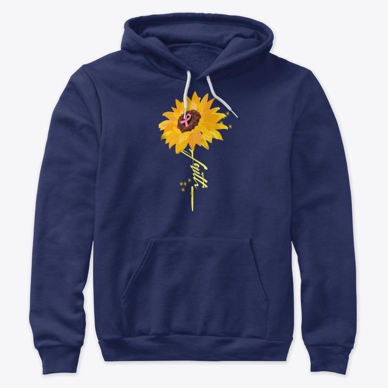 Sunflower Faith Cross With Pink Ribbon
