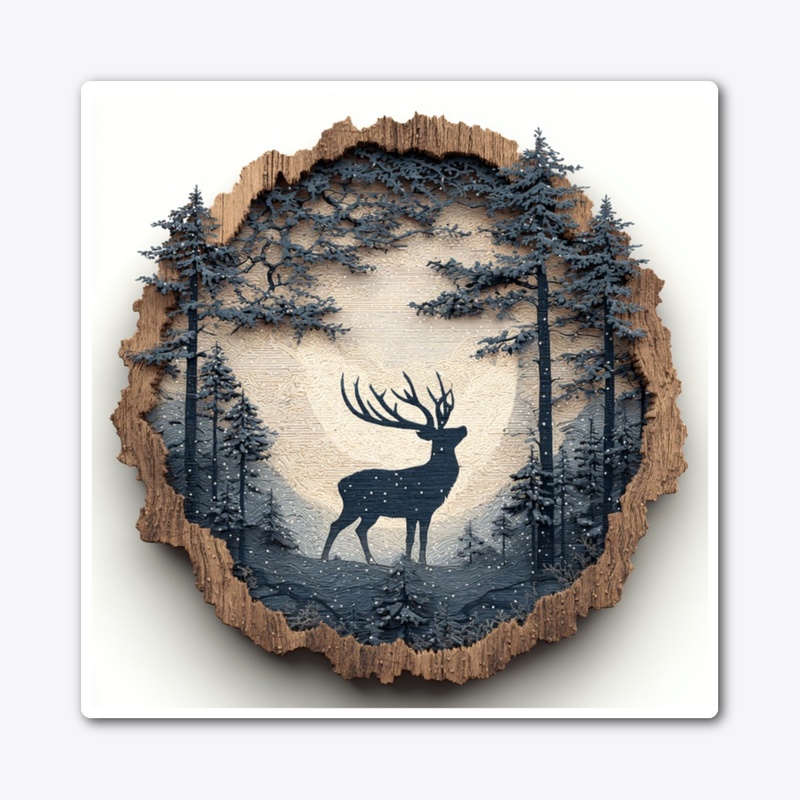 Rustic Deer Forest Wood Medallion Art