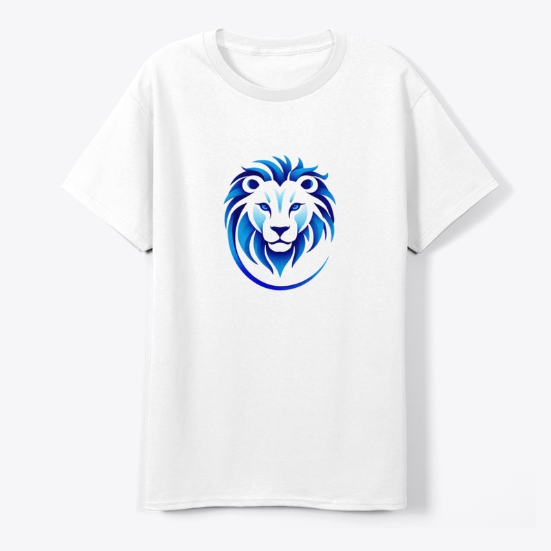 Majestic Blue Lion Head T-Shirt Design