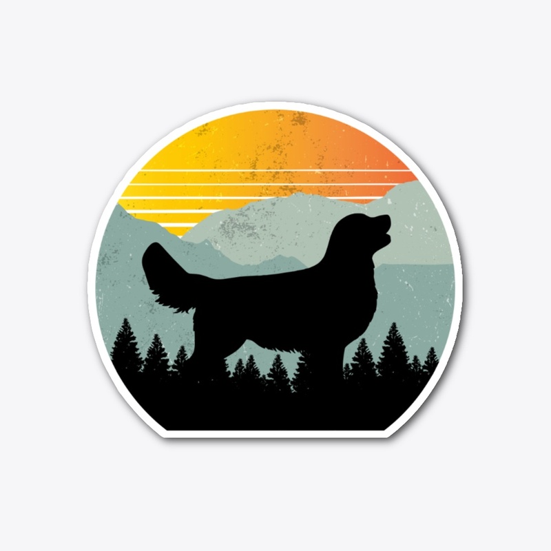 Vintage Retro Golden Retriever Sunset 
