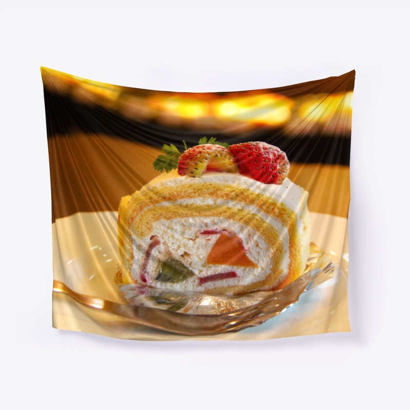 Cake cream strawberry dessert tapestry