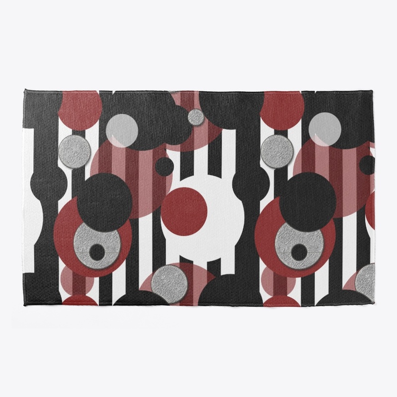 Black White Stripes Red Dots