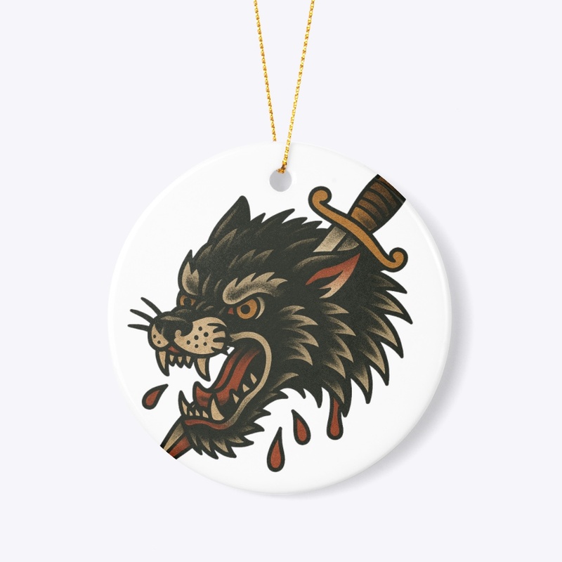 American Traditional Wolf and Dagger