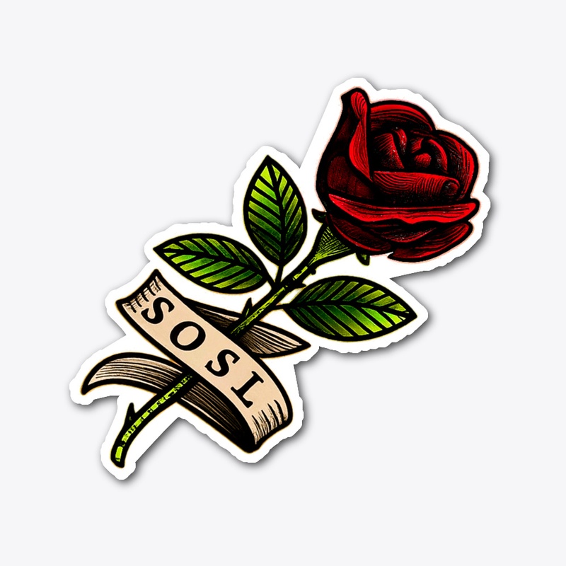 Single Rose XL vinyl sticker in red