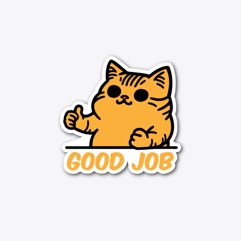 Cheerful Cat Thumbs Up Good Job