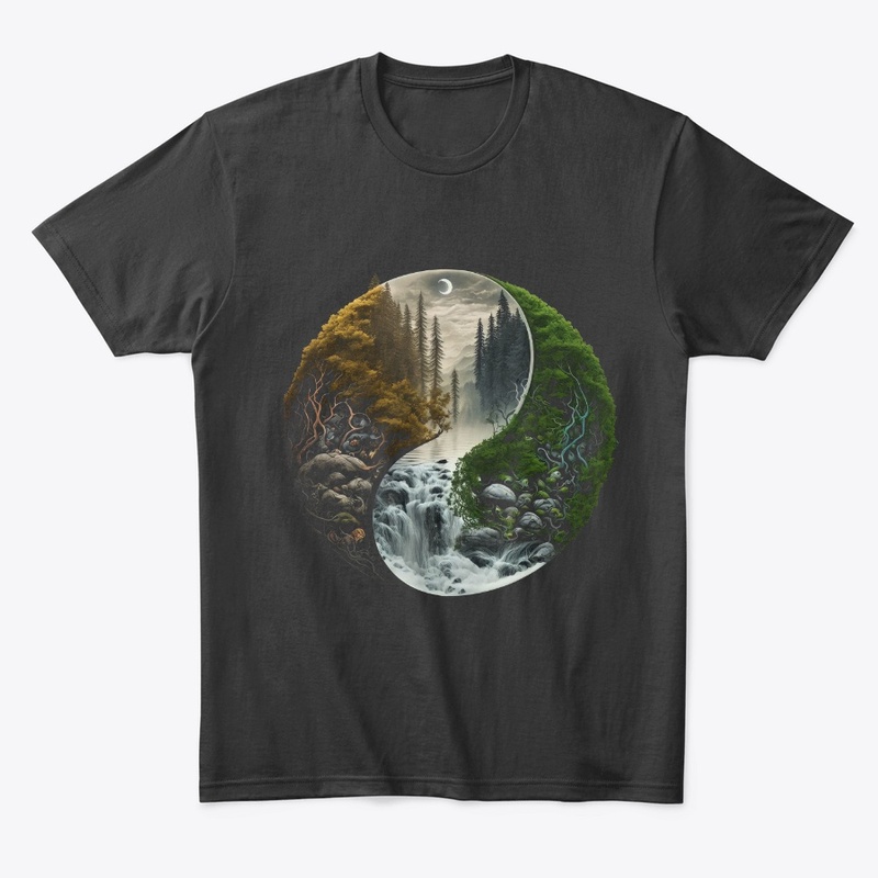  landscape forest waterfall yin yang