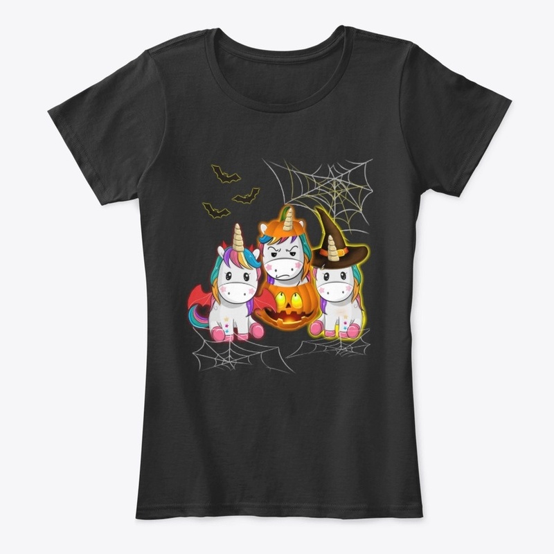Halloween Unicorn Witches With Pumpkins 