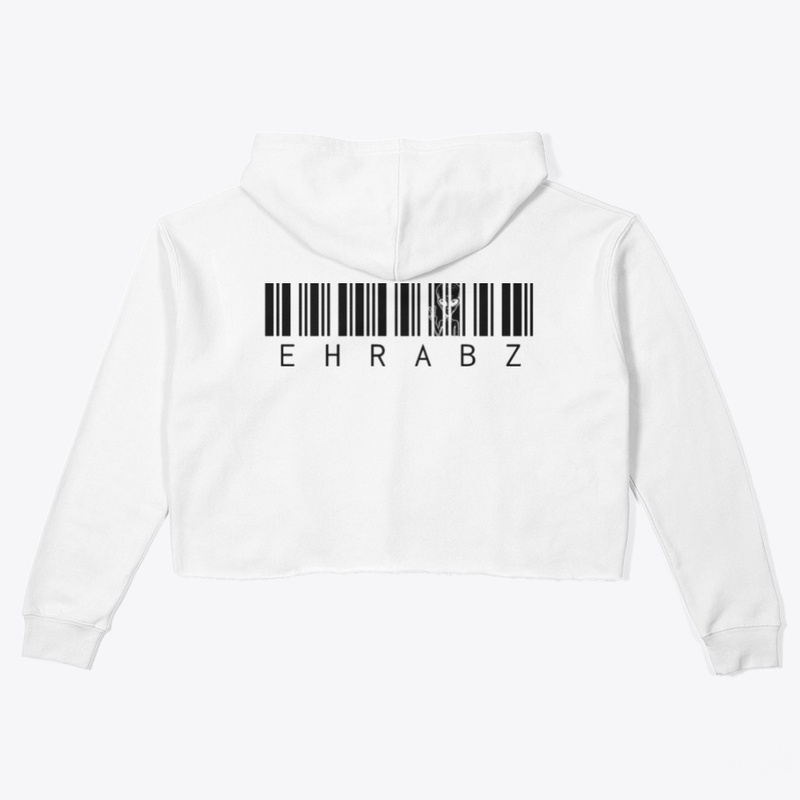 Black Barcode Cropped Hoodie