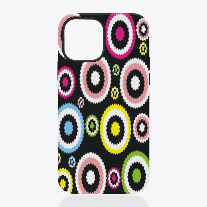 Black multicolored circular pattern