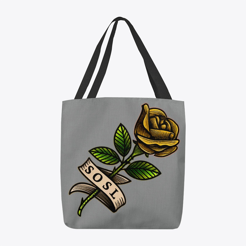 Single Rose printed tote in yellow rose