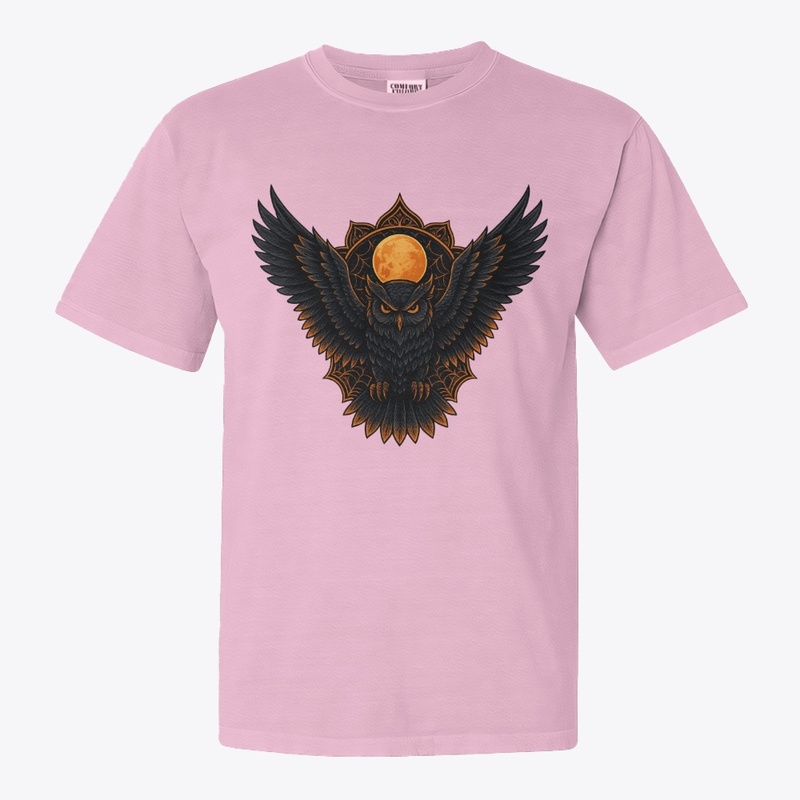 Midnight Owl Under the Blood Moon
