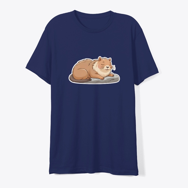 Cute Cat on Capybara Cartoon.