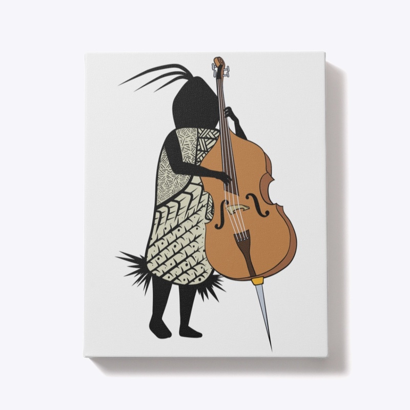Musician Cave Person Plays Contrabass