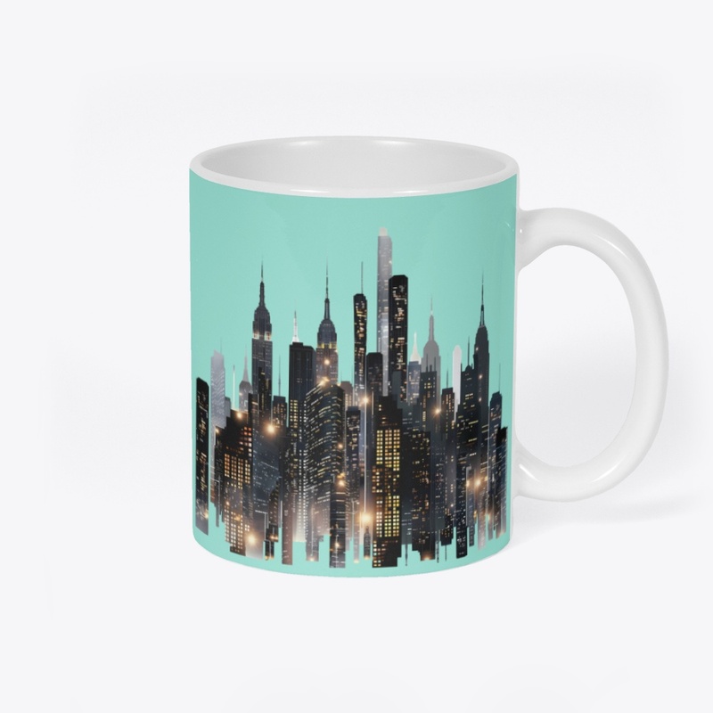  City skyline illuminated at night.