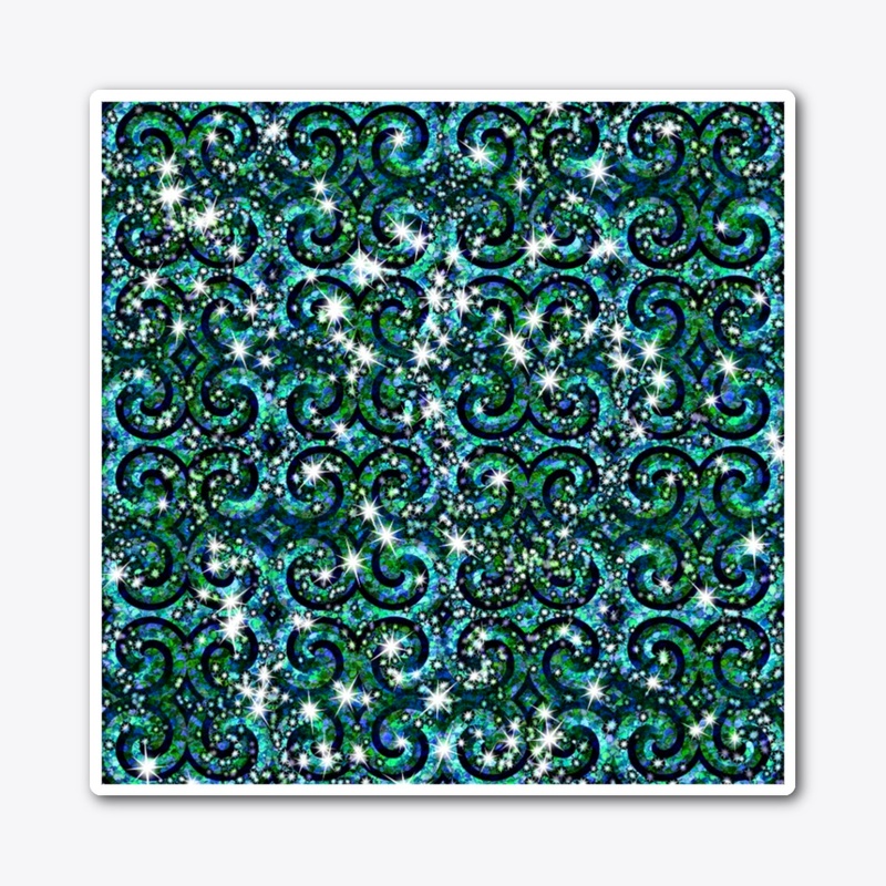 Blue Green Sparkle Swirl