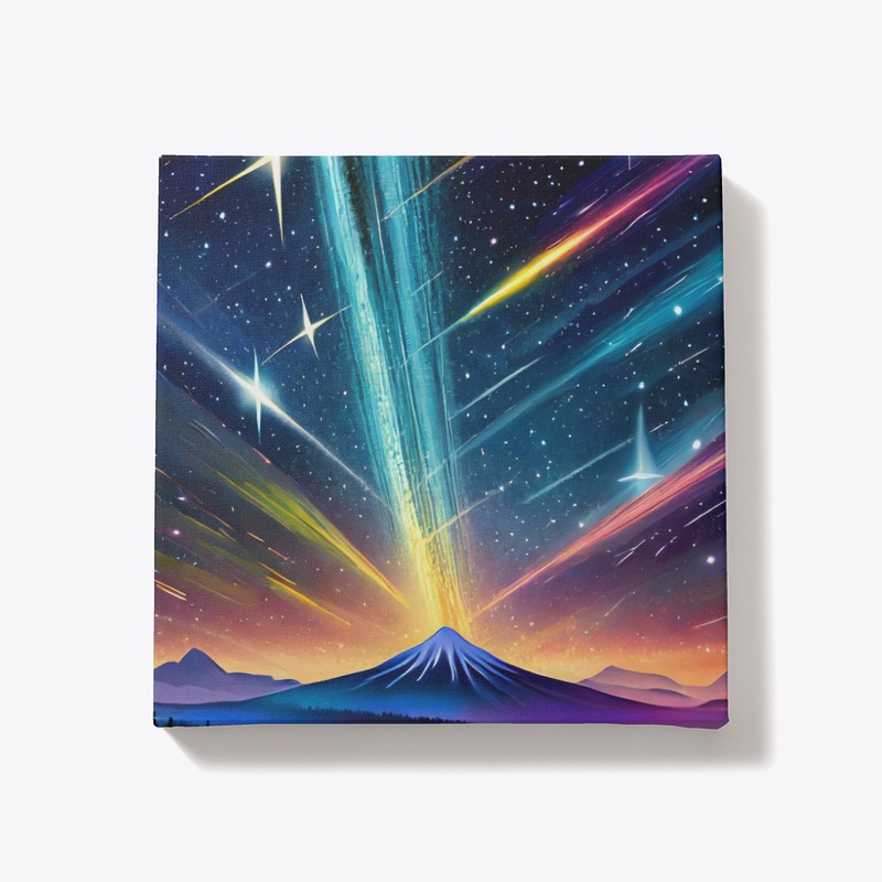 A mountain with shining lights